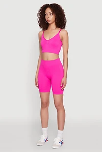 Womens Textured Knit Crop Cami, Pink, Size S-M