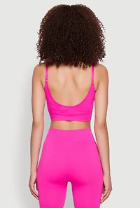 Womens Textured Knit Crop Cami, Pink, Size S-M