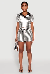 Striped High Waisted Shorts