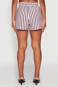 Womens Striped High Waisted Shorts, Pink, Size L
