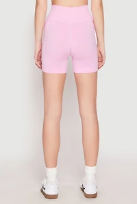 Womens Seamless Marled Biker Shorts, Pink, Size S-M
