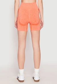 Womens Seamless Marled Biker Shorts, Orange, Size M-L