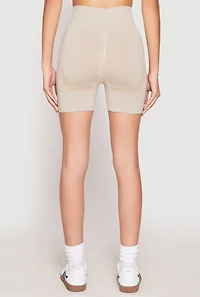 Womens Seamless Marled Biker Shorts, Khaki, Size S-M