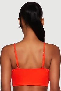 Womens Stylish Sleeveless V-Neck Crop Top with Contrast Trim and Varsity Stripe, Orange, Size L