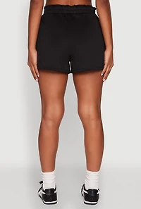 Womens Contrast Side Stripe Paper Bag Waist Short, Black, Size L