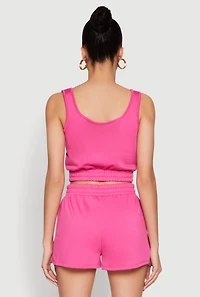 Womens Faux Flap Pocket Crop Top, Pink, Size S