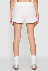 Womens High Waist Cargo Pocket Sweatshorts, White,