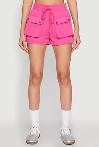High Waist Cargo Pocket Sweatshorts