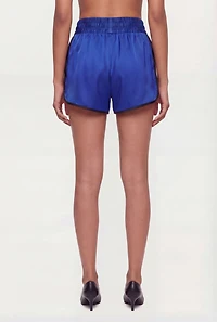 Satin Rock and Roll Patch Graphic Side Stripe Shorts