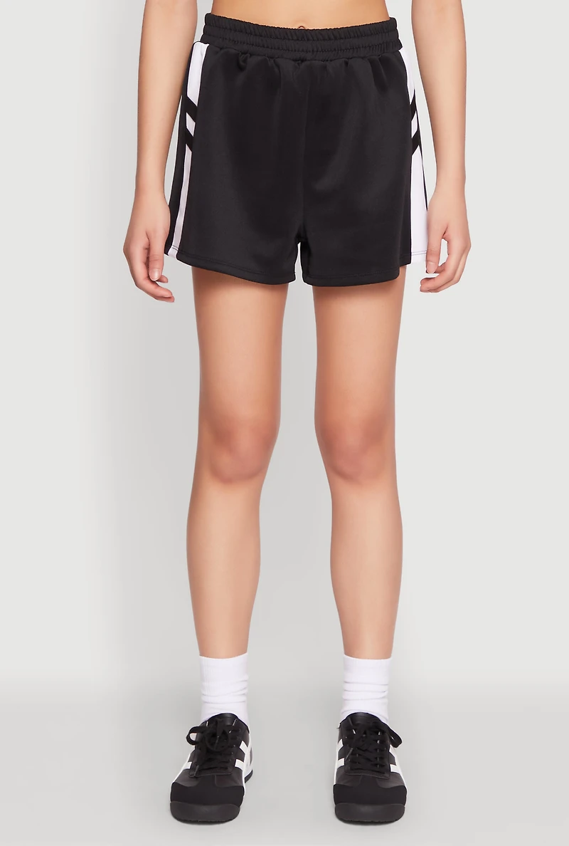 Womens Varsity Stripe Contrast Trim Shorts,