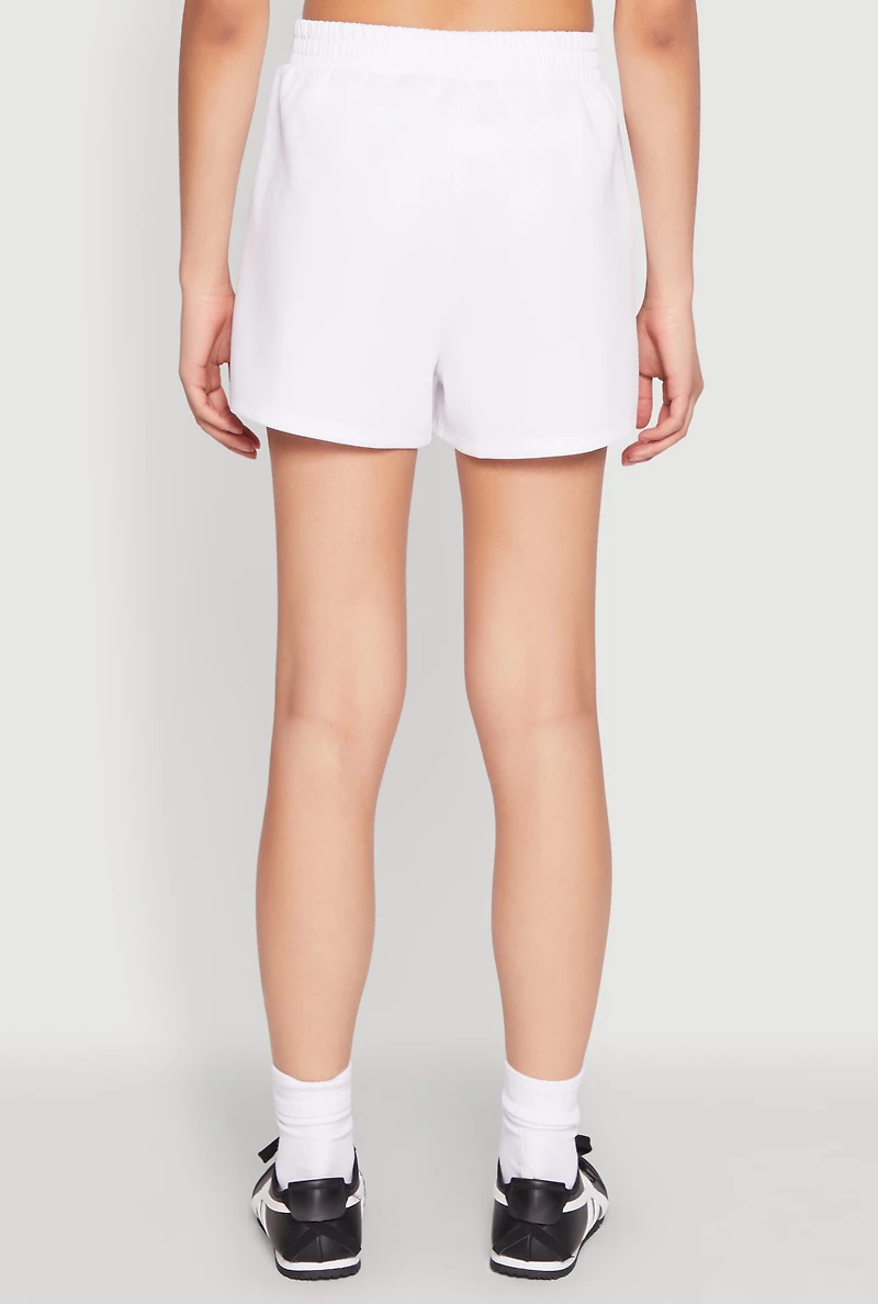 Womens Varsity Stripe Contrast Trim Shorts, White,