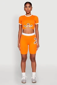 Contrast Trim O Ring  Cut Out Crop Top