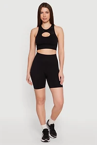 Seamless Cropped Keyhole Racerback Tank Top