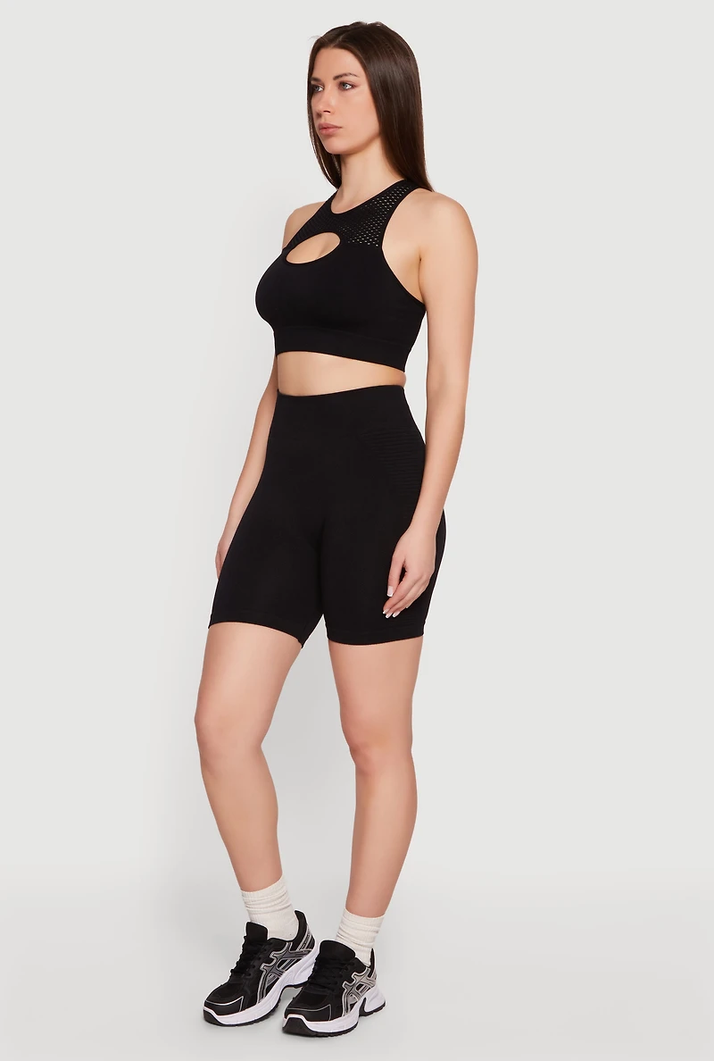 Seamless Cropped Keyhole Racerback Tank Top