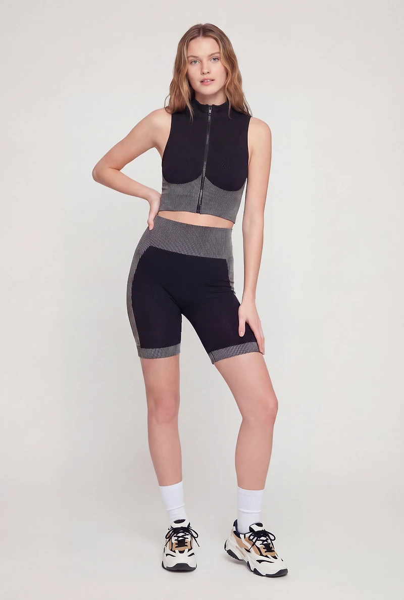 Stripe Detail Seamless High Waisted Bike Shorts