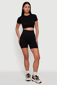 Seamless Compression Rib Knit Crop Top