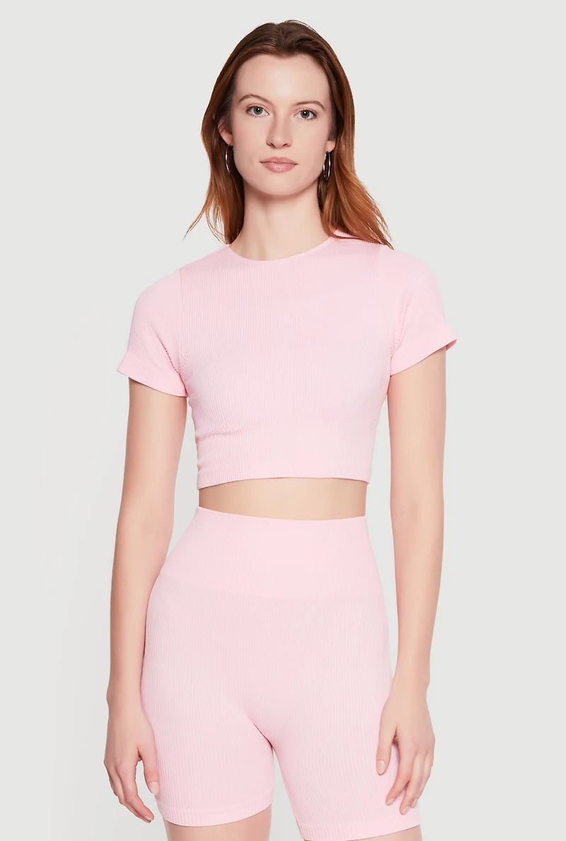 Seamless Compression Rib Knit Crop Top