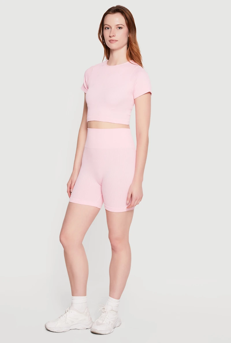 Seamless Compression Rib Knit Crop Top