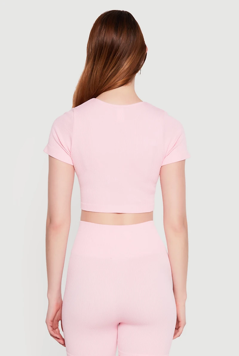 Seamless Compression Rib Knit Crop Top