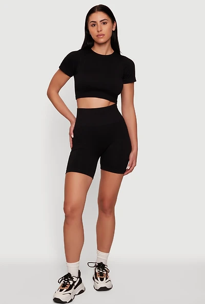 Seamless Compression Rib Knit Shorts