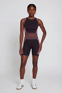 Seamless Stripe Detail Laser Cut Crop Top