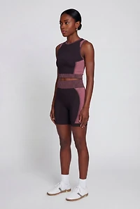 Seamless Stripe Detail Laser Cut Bike Shorts
