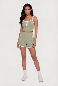 Contrast Piping Ribbed Dolphin Shorts