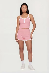Contrast Piping Ribbed Dolphin Shorts