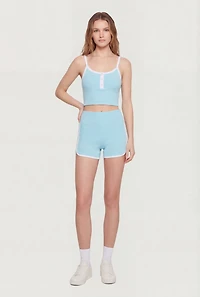 Contrast Piping Ribbed Dolphin Shorts