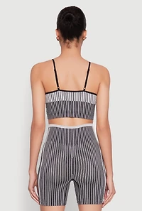 Womens Seamless Color Block Striped Cropped Cami,