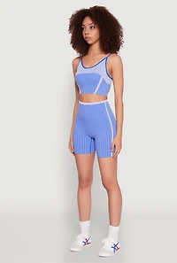 Womens Seamless Color Block Striped Cropped Cami, L-XL