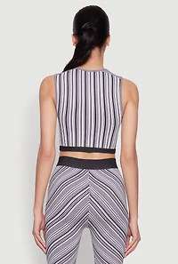 Womens Seamless Patterned Cropped Tank Top, Multi, Size L-XL