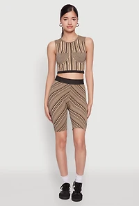 Womens Seamless Patterned Cropped Tank Top, L-XL