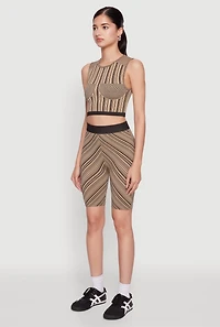 Womens Seamless Patterned Cropped Tank Top, L-XL