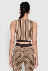 Womens Seamless Patterned Cropped Tank Top, Brown, Size S-M