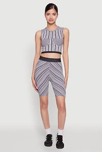 Womens Seamless Patterned Biker Shorts, Multi, Size L-XL