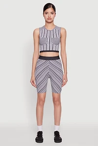 Womens Seamless Patterned Biker Shorts, Multi, Size S-M