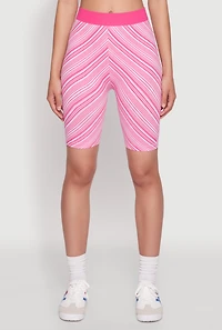 Womens Seamless Patterned Biker Shorts, Pink, Size L-XL