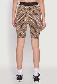 Womens Seamless Patterned Biker Shorts, Brown, Size L-XL