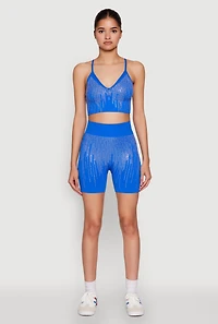 Seamless Rhinestone Ribbed Biker Shorts