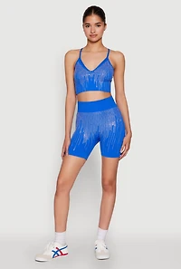 Seamless Rhinestone Ribbed Biker Shorts