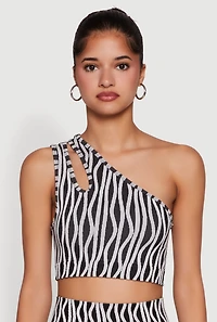 Stylish One Shoulder Sleeveless Top with Keyhole Seamless Design