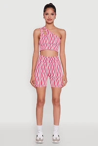 Womens Stylish One Shoulder Sleeveless Top with Keyhole Seamless Design, Pink, Size L-XL