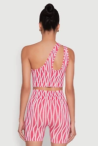 Womens Stylish One Shoulder Sleeveless Top with Keyhole Seamless Design, Pink, Size L-XL