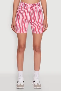 Womens Compression Rib Activewear High Waisted Seamless Bike Shorts, Pink, Size S-M
