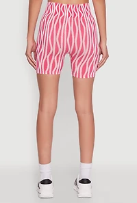Womens Compression Rib Activewear High Waisted Seamless Bike Shorts, Pink, Size L-XL