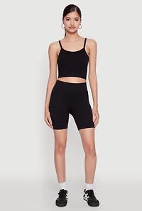 Womens Seamless Cropped Cami, Black, Size L-XL
