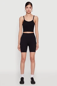 Womens Seamless Cropped Cami, Black, Size L-XL
