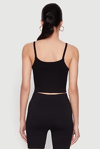 Womens Seamless Cropped Cami, Black, Size L-XL