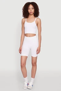 Womens Seamless Cropped Cami, White, Size S-M